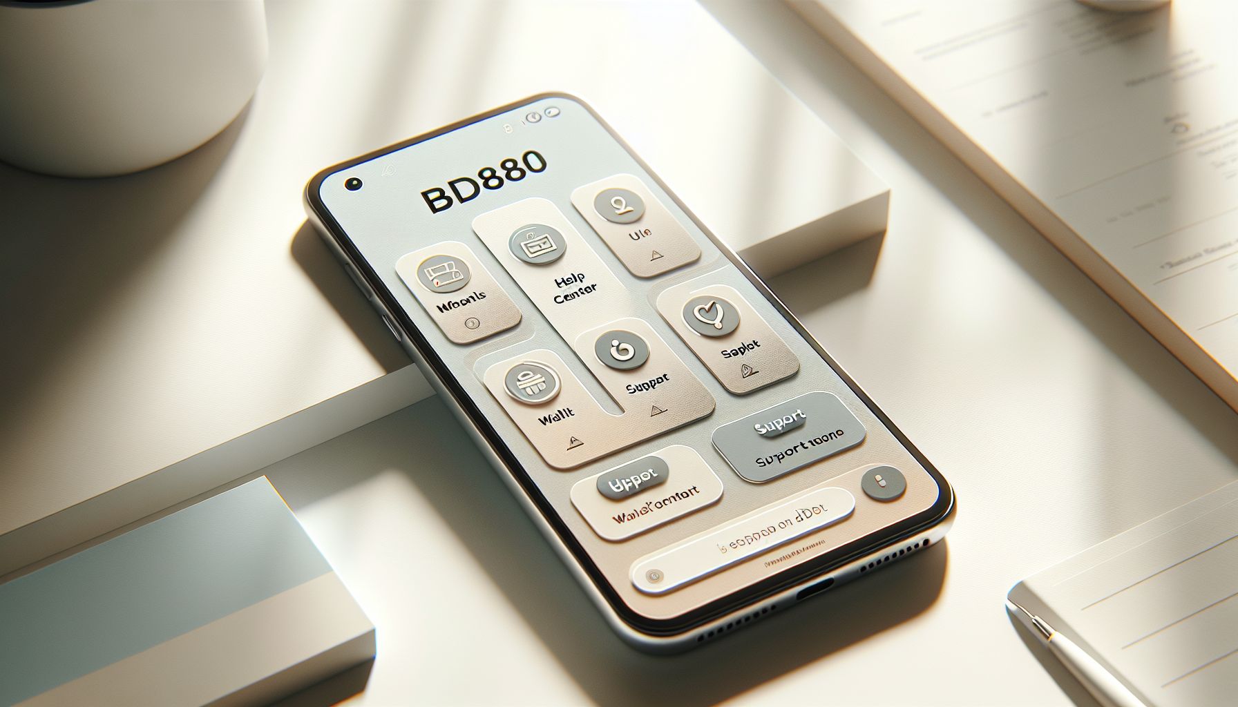 Smartphone showing BD8080 support pages and wallet tools for Bangladesh users